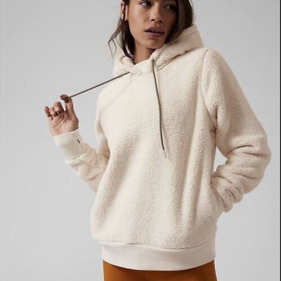 Athleta Tops - Athleta Tugga Sherpa Teddy Bear Hoodie Color Natural Beige Cream‎ Women SP Sport